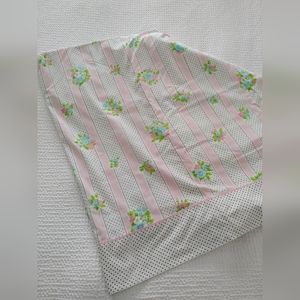 Vintage striped and floral flat sheet